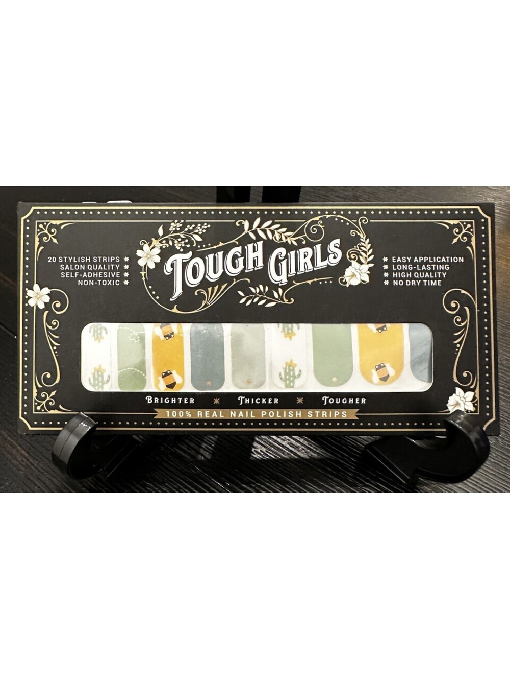 Tough Girls Nail Strips Cactus & Bees 20 Strips Non-Toxic No Dry Time New Sealed